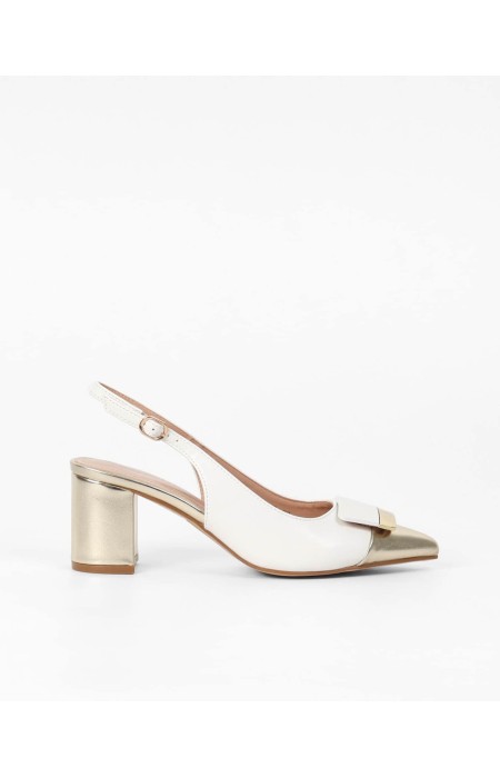 WHITE AND GOLD HEELS - NADA