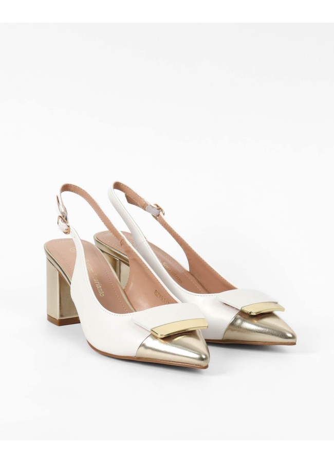 WHITE AND GOLD HEELS - NADA