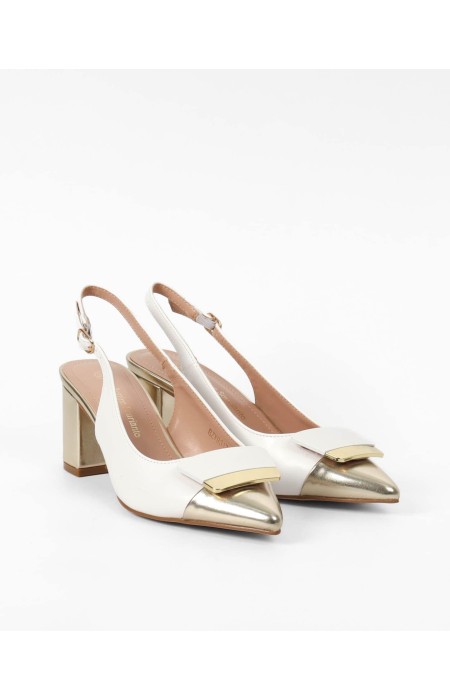 WHITE AND GOLD HEELS - NADA