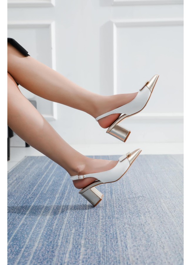 WHITE AND GOLD HEELS - NADA