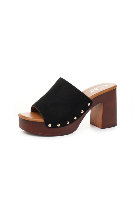 BLACK SUEDE CLOGS - JUNO