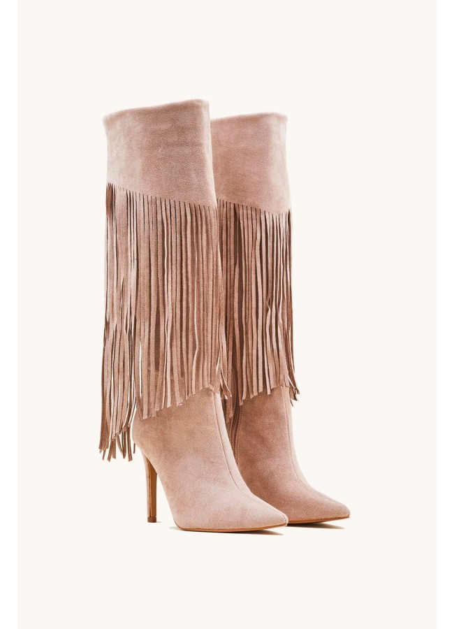 BEIGE SUEDE BOOTS - NINA