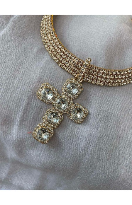 CHOKER WITH STRASS CROSS - MADONNA