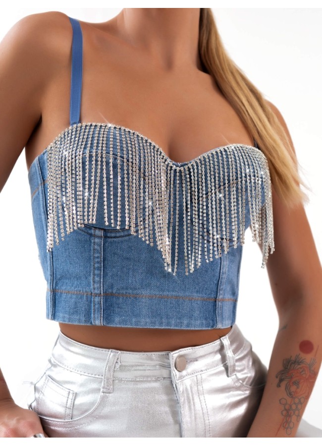 JEAN TOP WITH STRASS - ANATOLI