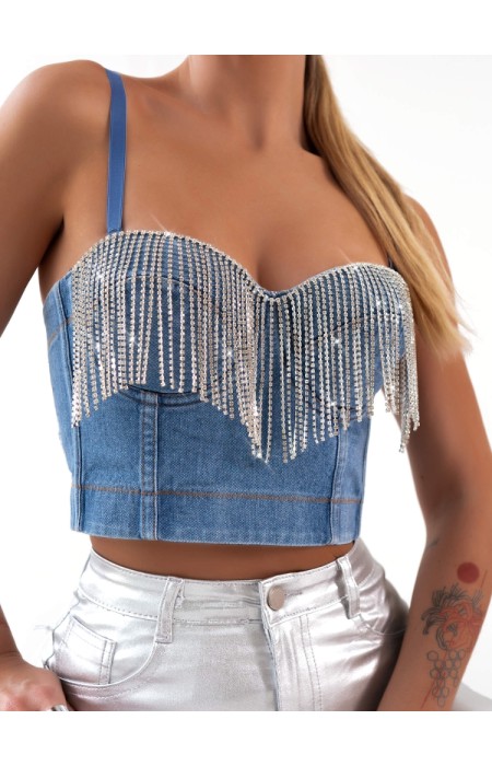 JEAN TOP WITH STRASS - ANATOLI