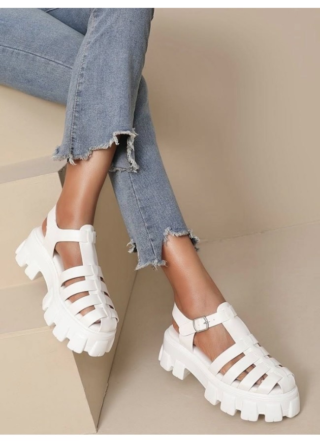 WHITE FLAT SANDALS - MARONA